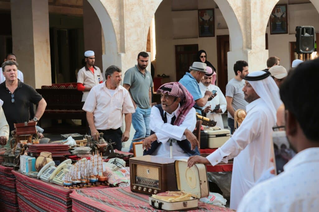 Intense auctioning in an arabic square